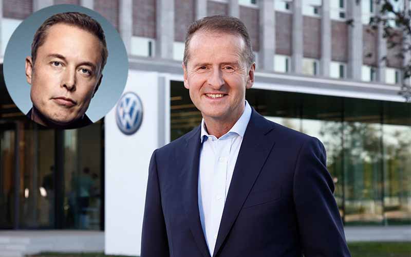Volkswagen CEO Herbert Diess Elon Musk