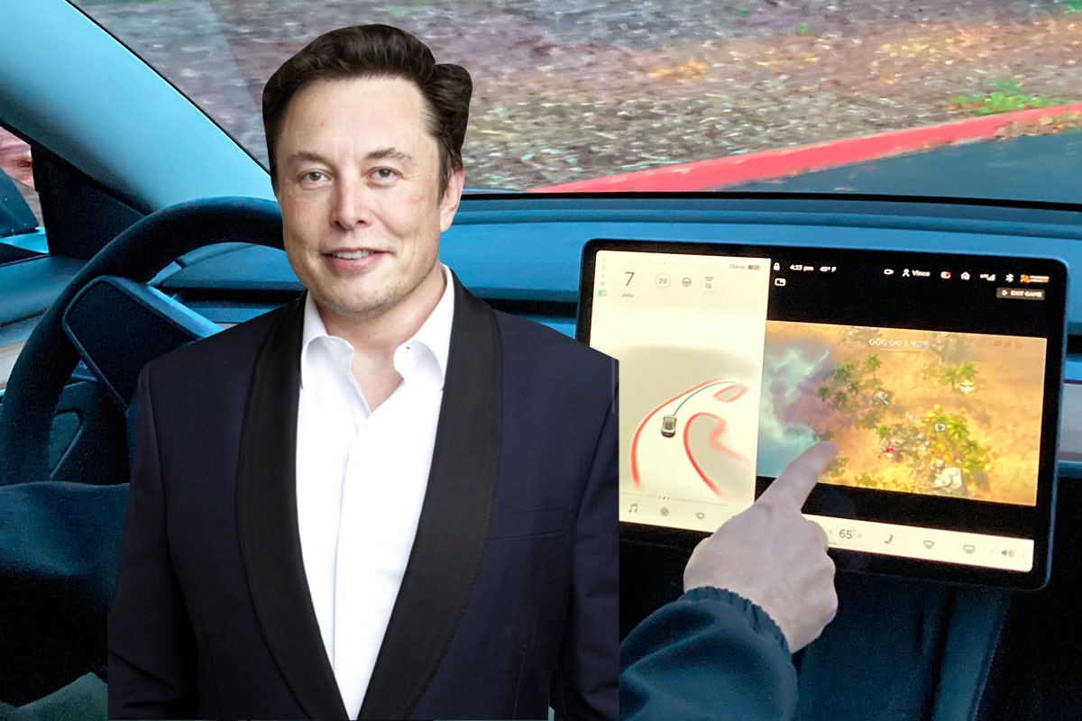 Elon Musk Tesla Gaming While Driving